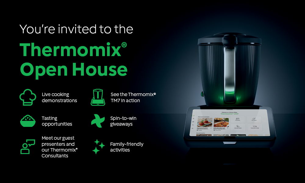 Invitation to Thermomix Open House with a blender image.