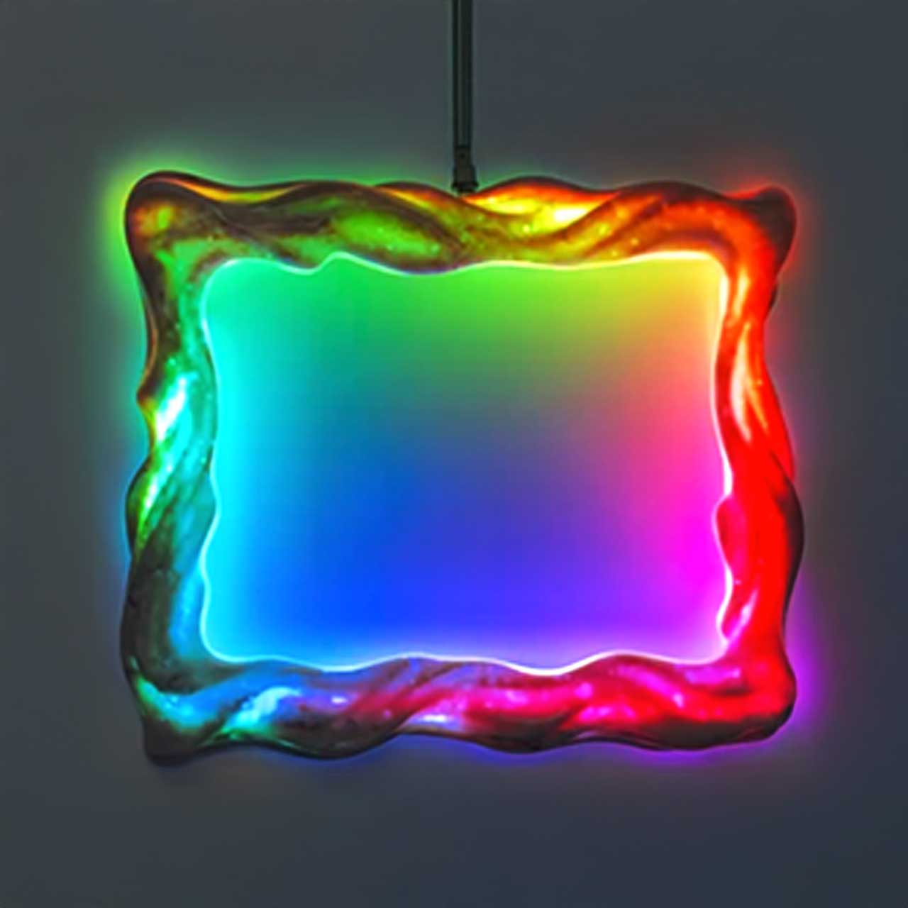 A colorful, illuminated frame with a gradient background.