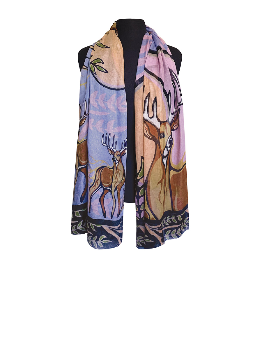 Deer (Waawaashkeshi) Signature Scarf by Storm Angeconeb