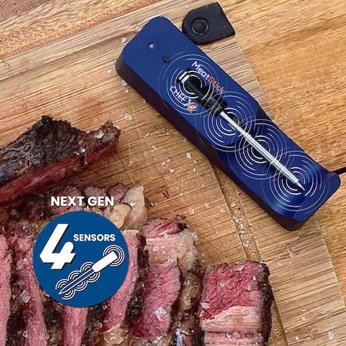 The MeatStick Chef: The Smallest Wireless Meat Thermometer with Quad Sensors for smaller meat cuts in everyday cooking