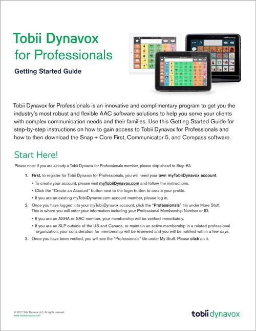 Tobii Dynavox for Professionals getting started guide