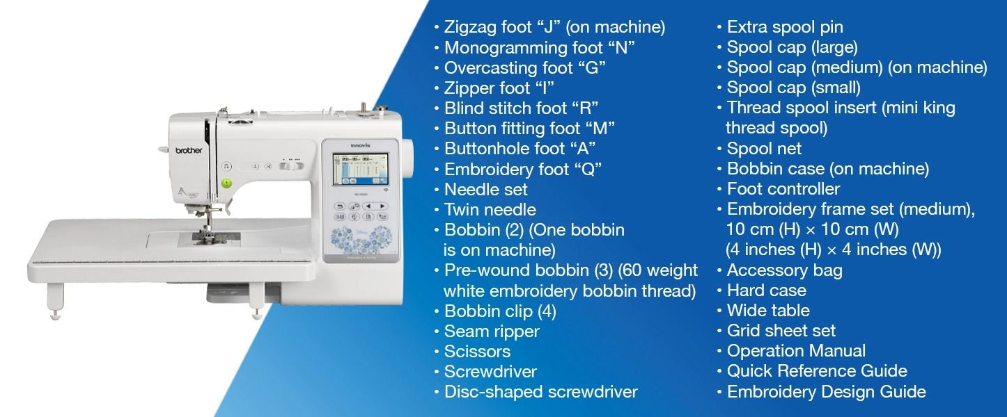 Brother NS1850D Sewing and Embroidery Machine Accessories
