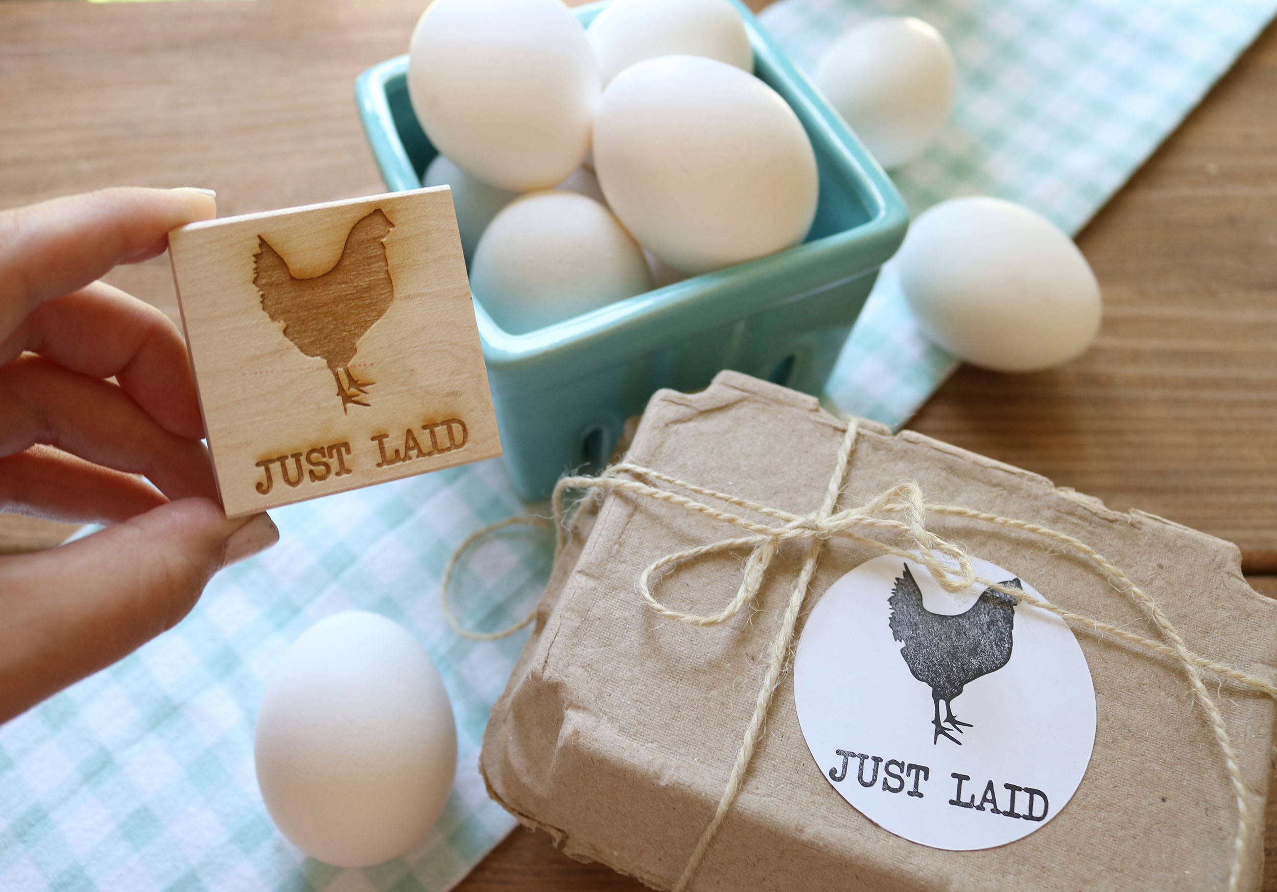 Self Inking Stamp for Personalized Egg Box Saying Just