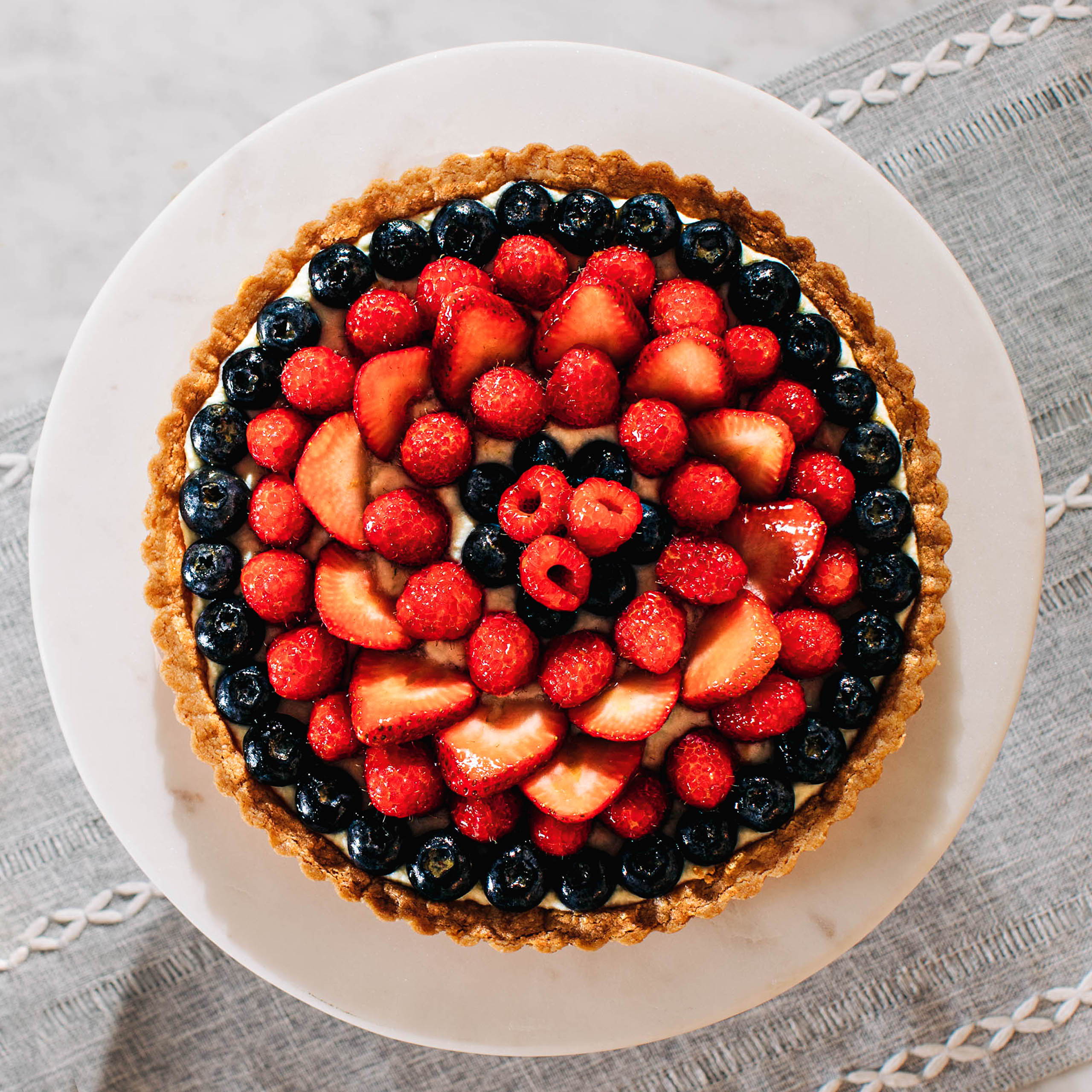 Red & Blue Berry Tart with Almond Crust
