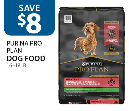$8 off Purina Pro Plan dog food 16–18lb