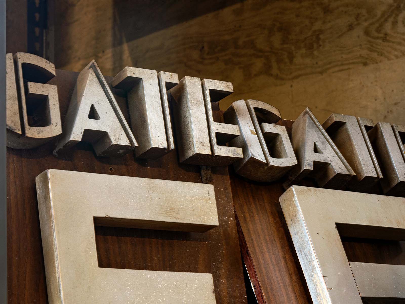Details of historic gate signage from Los Angeles' Union Station.
