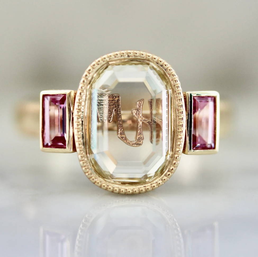 Portrait Cut Bezel Set Diamond Ring