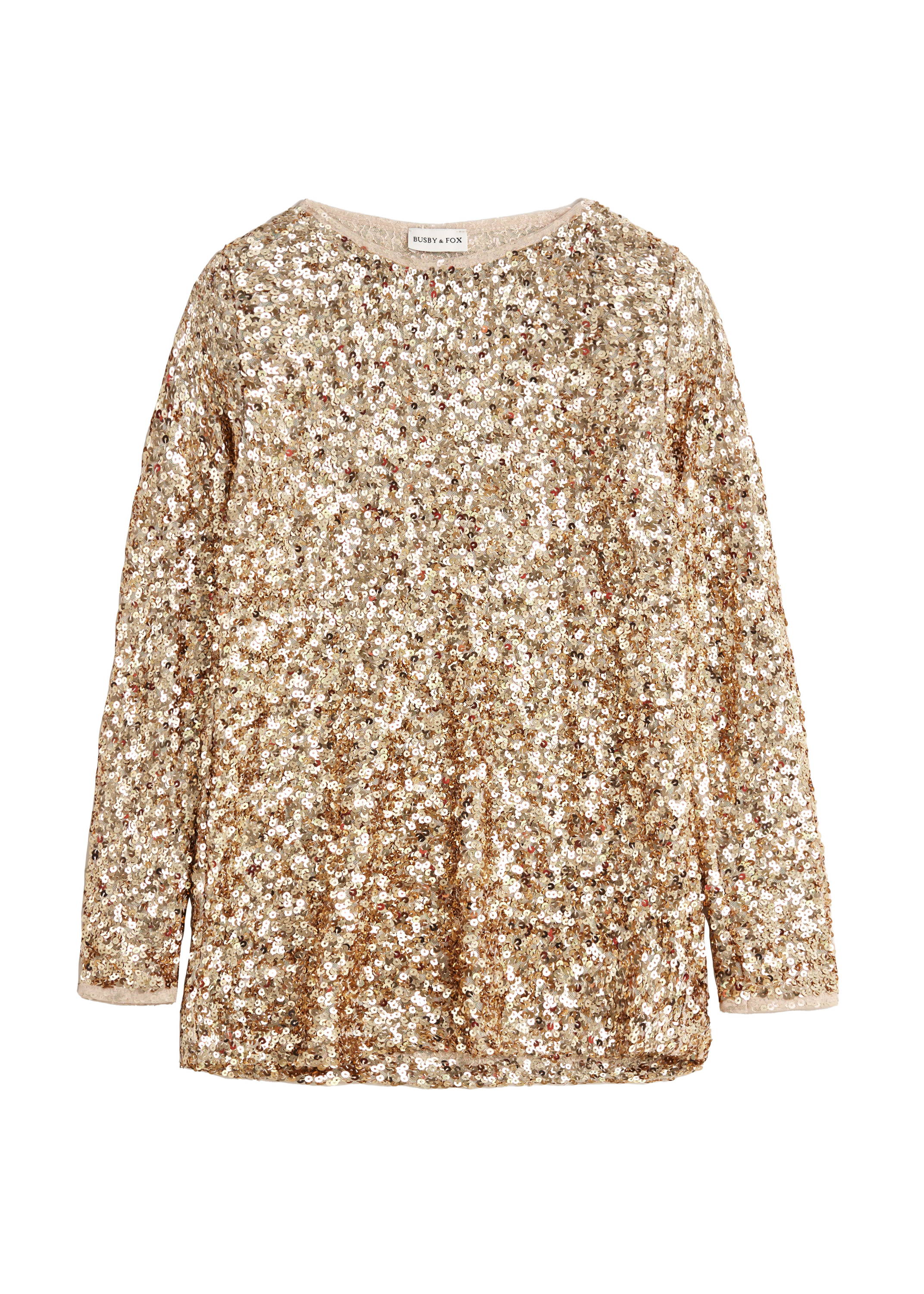 A long sleeved top with gold sequins
