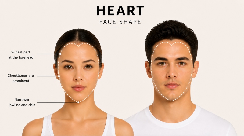 heart face shape explainer for men and women