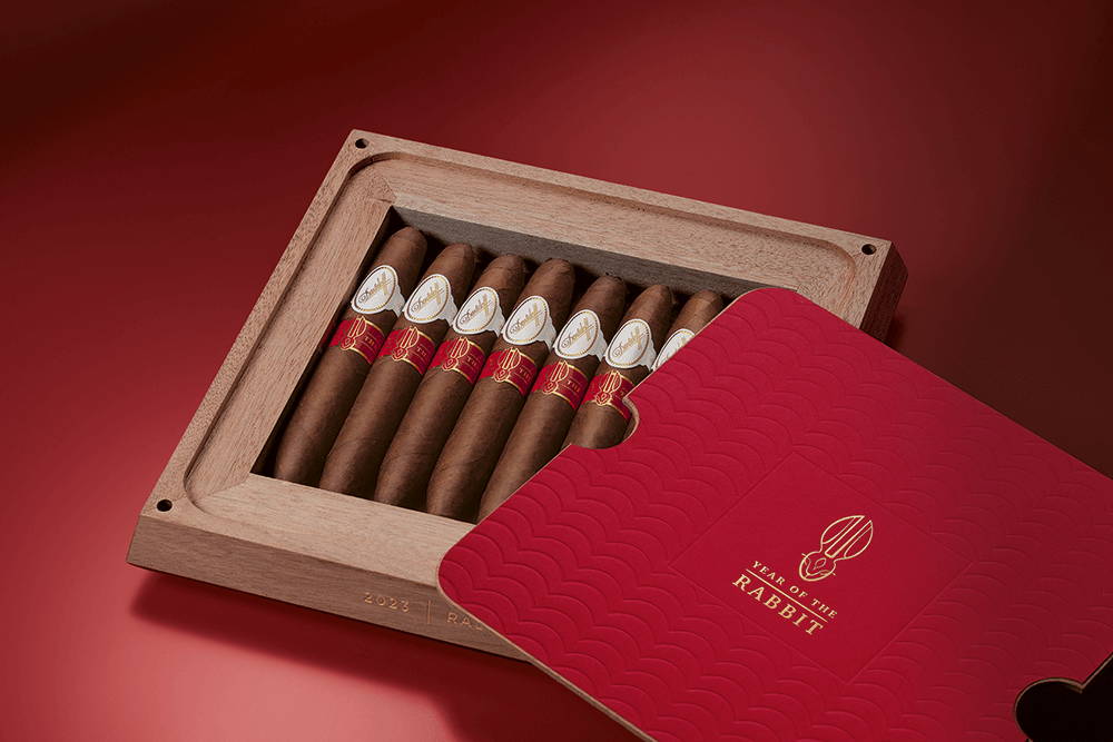 Opened tray of the Davidoff The Year of Collector’s Edition Rabbit cigars.