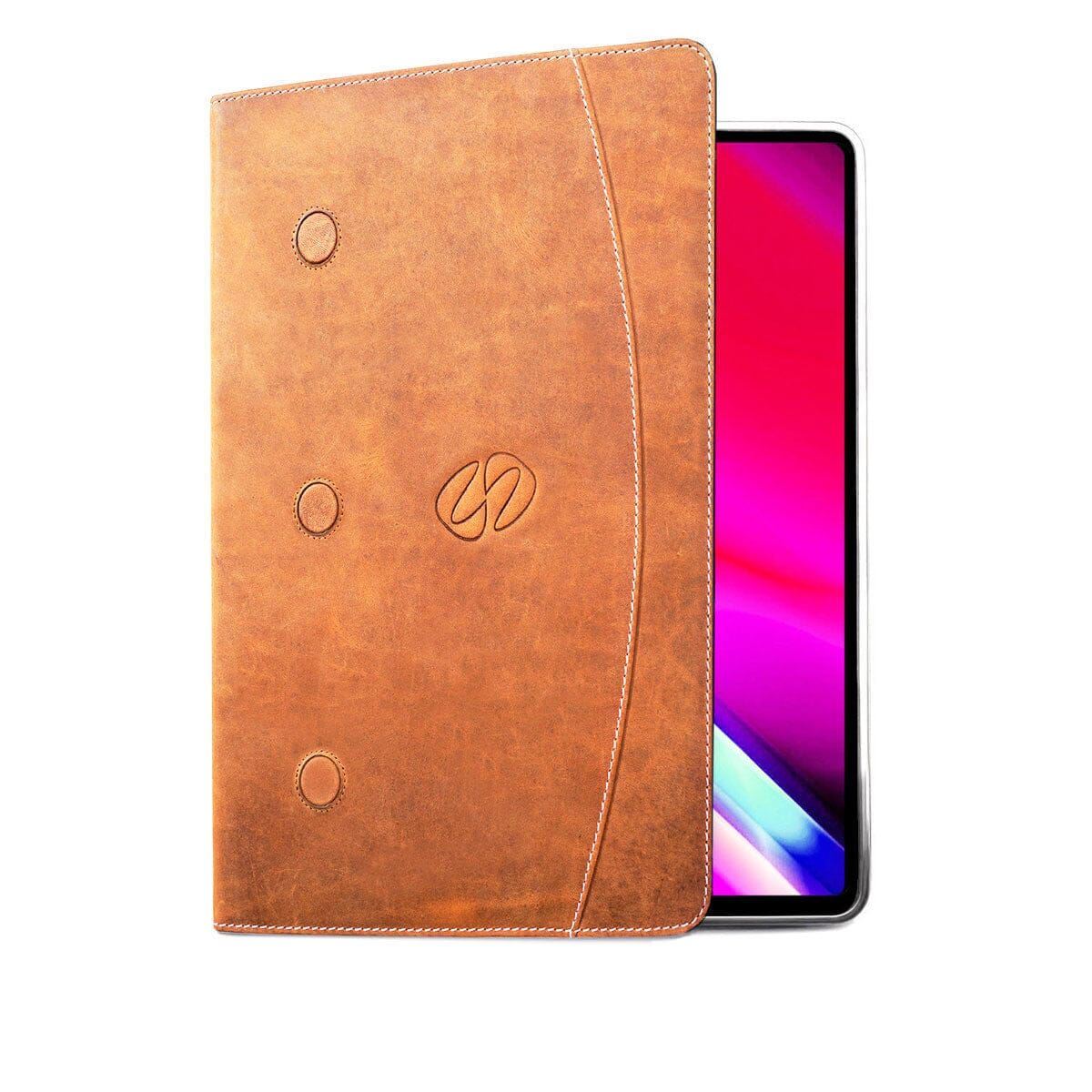 MacCase Premium Leather 13-inch iPad Pro Case with the Magnetic Accessory System shown in vintage brown
