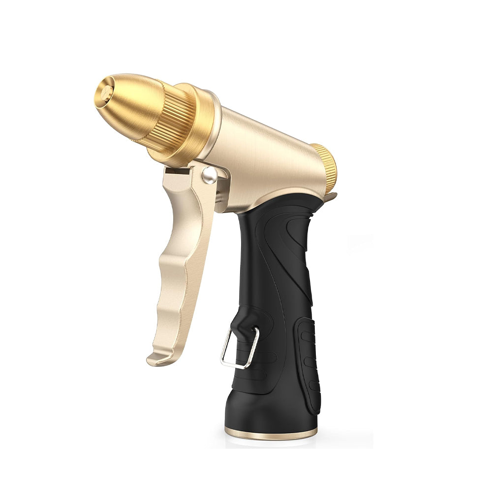 A gold and black spray gun with a trigger handle.