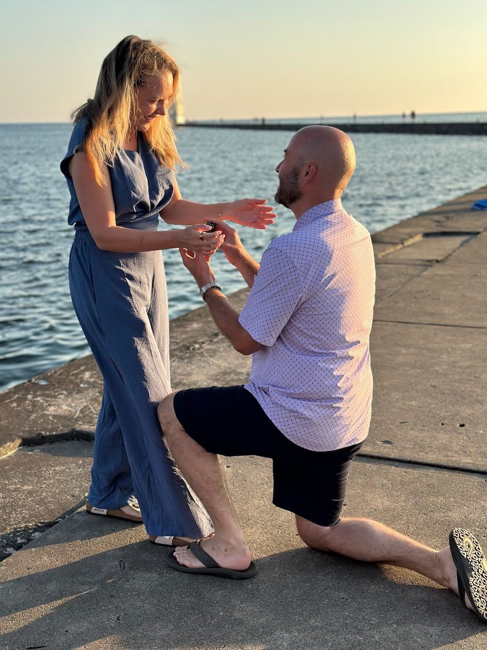 engagement proposal frankfort michigan lighthouse