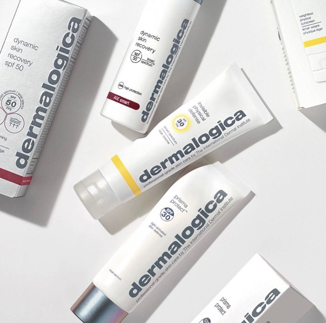 Dermalogica sunscreens group - Dynamic Skin Recovery, Prisma Protect, Invisible Physical Defense