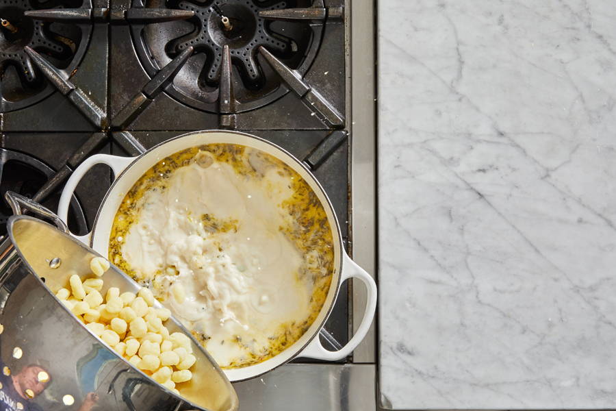 Gnocchi added to soup