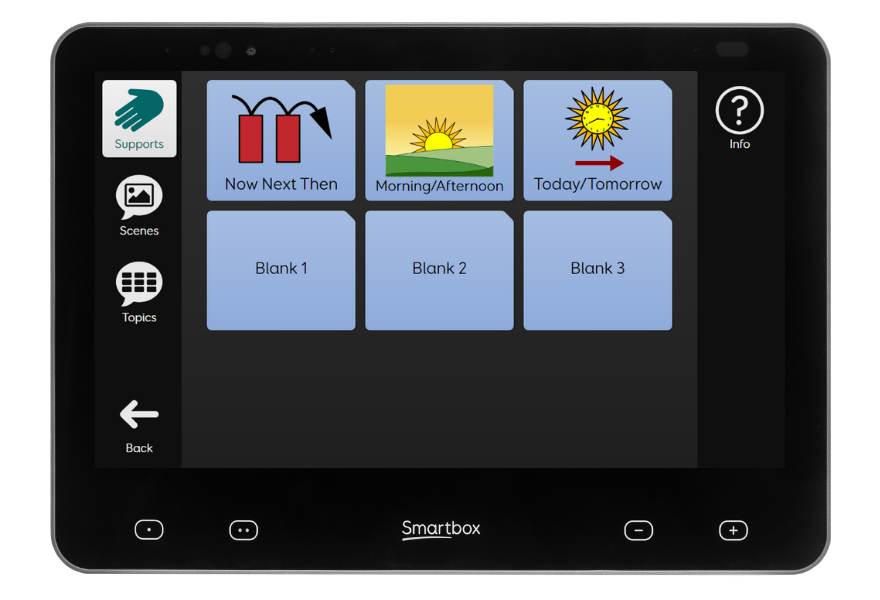 Grid Pad 13 communication device displaying schedule feature on Aphasia Duo software.