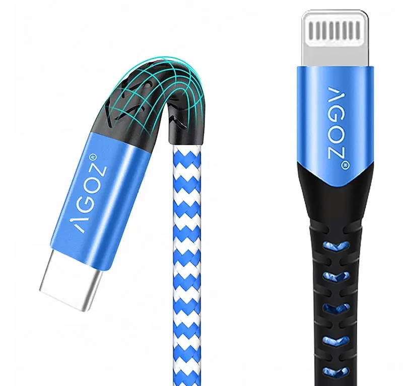 1ft Blue USB-C to Lightning Cable Fast Charger for iPhone