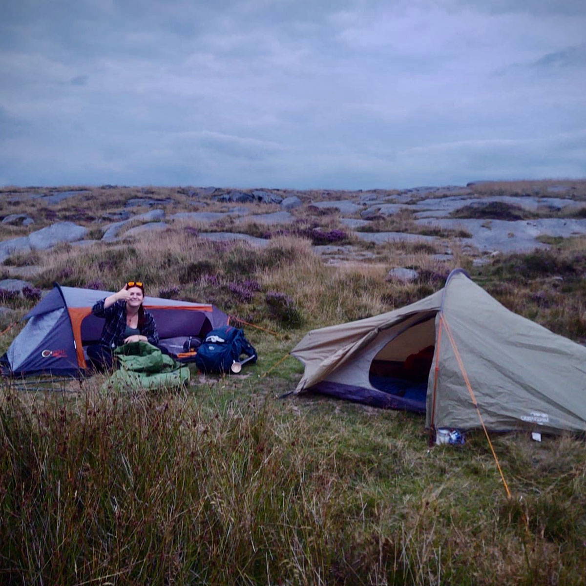 3RD ROCK's creative director grace showing off her wild camping setup - approved with a big thumbs up!