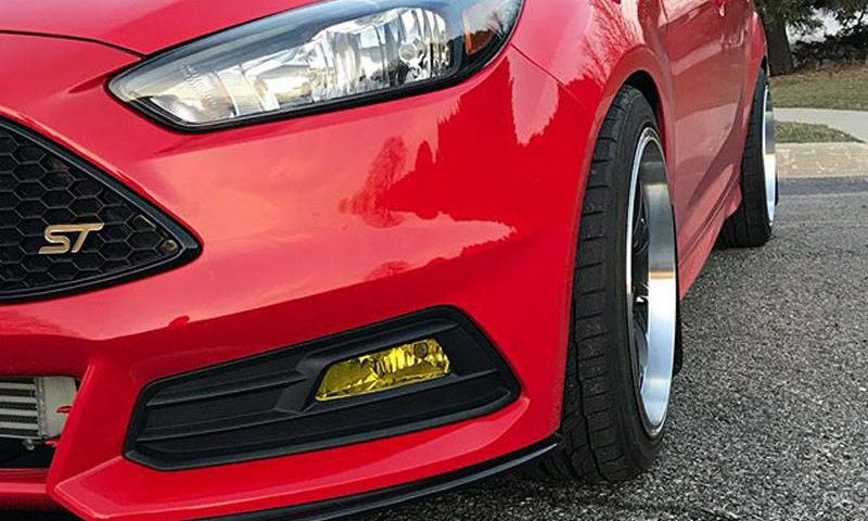 Ford Focus STwith Yellow Lamin-x fog light film covers