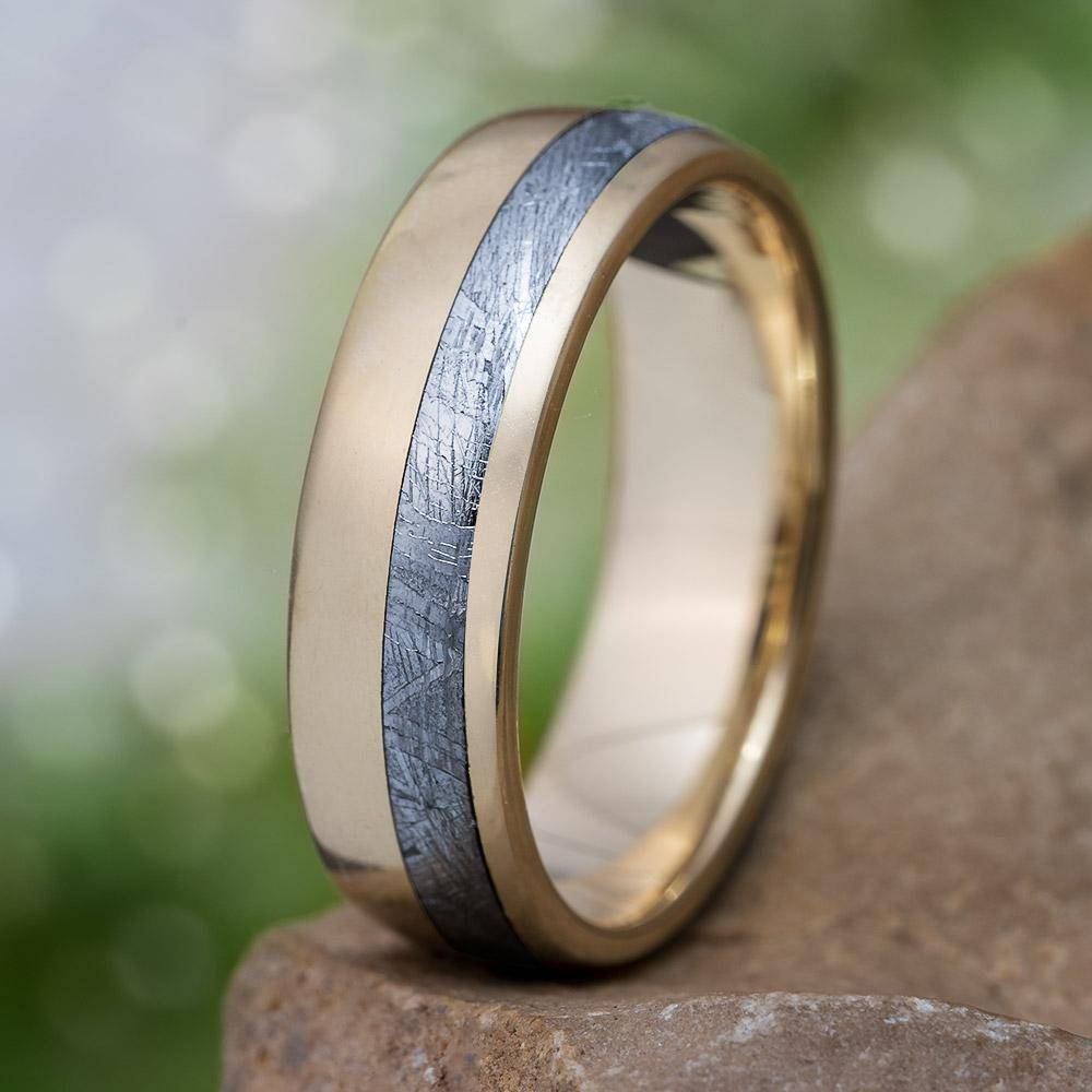 Yellow Gold Meteorite Wedding Band