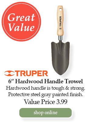 Truper 6-inch Hardwood Handle Trowel - Value Price $3.99. Hardwood handle is tough & strong. Protective steel gray painted finish. | Shop online