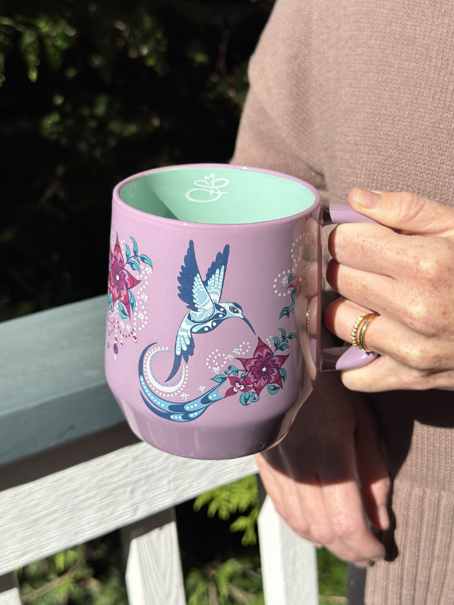Hummingbird Big Ceramic Mug 20oz by Deanna Samuel, Ditidaht, Nuu-chah-nulth