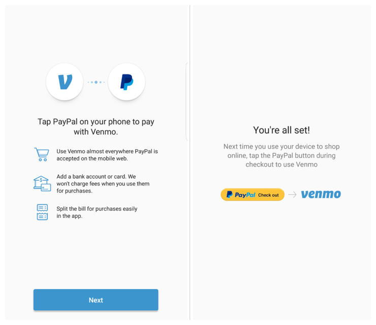 Tap PayPal on your phone to pay with Venmo