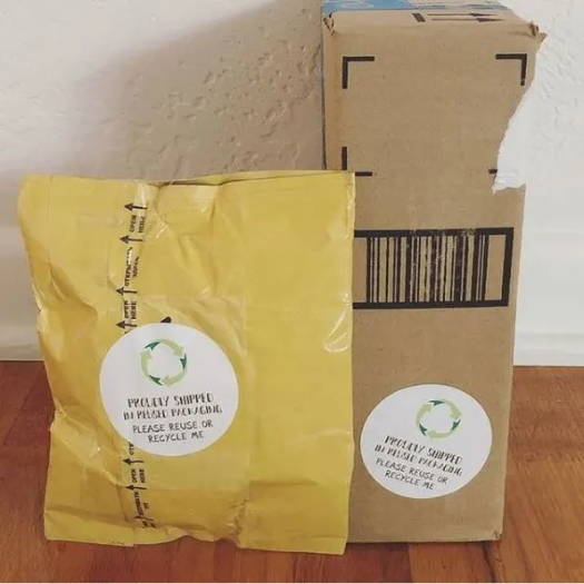 Use eco-friendly stickers to showcase your reused packaging