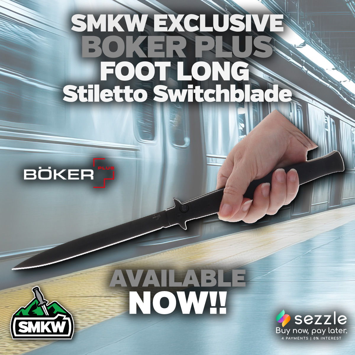 Boker SMKW Exclusive Auto Large Stiletto Black Blade