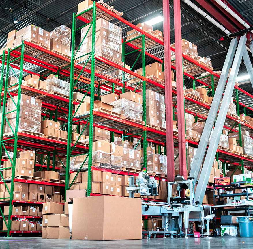 image of pallet racking fully loaded with inventory. 