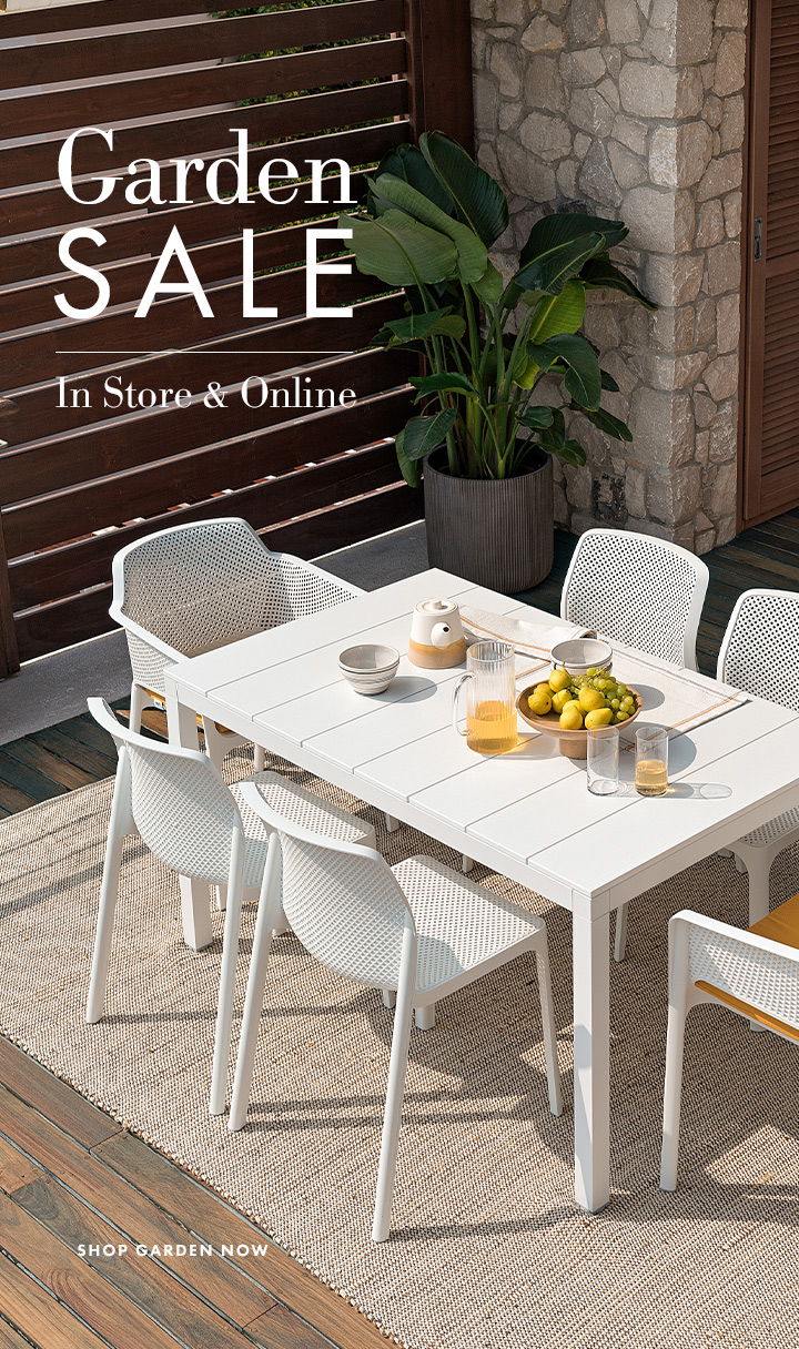 Net garden chair sale banner for mobile - Featuring outdoor table and chairs in white colour finish
