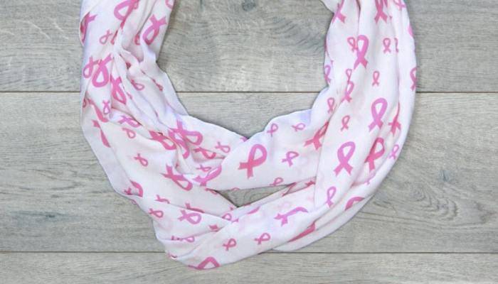Pink ribbon pattern infinity scarf