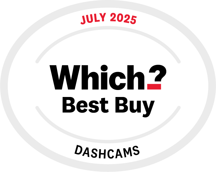 Which? Best Buy Dashcams badge for July 2025.