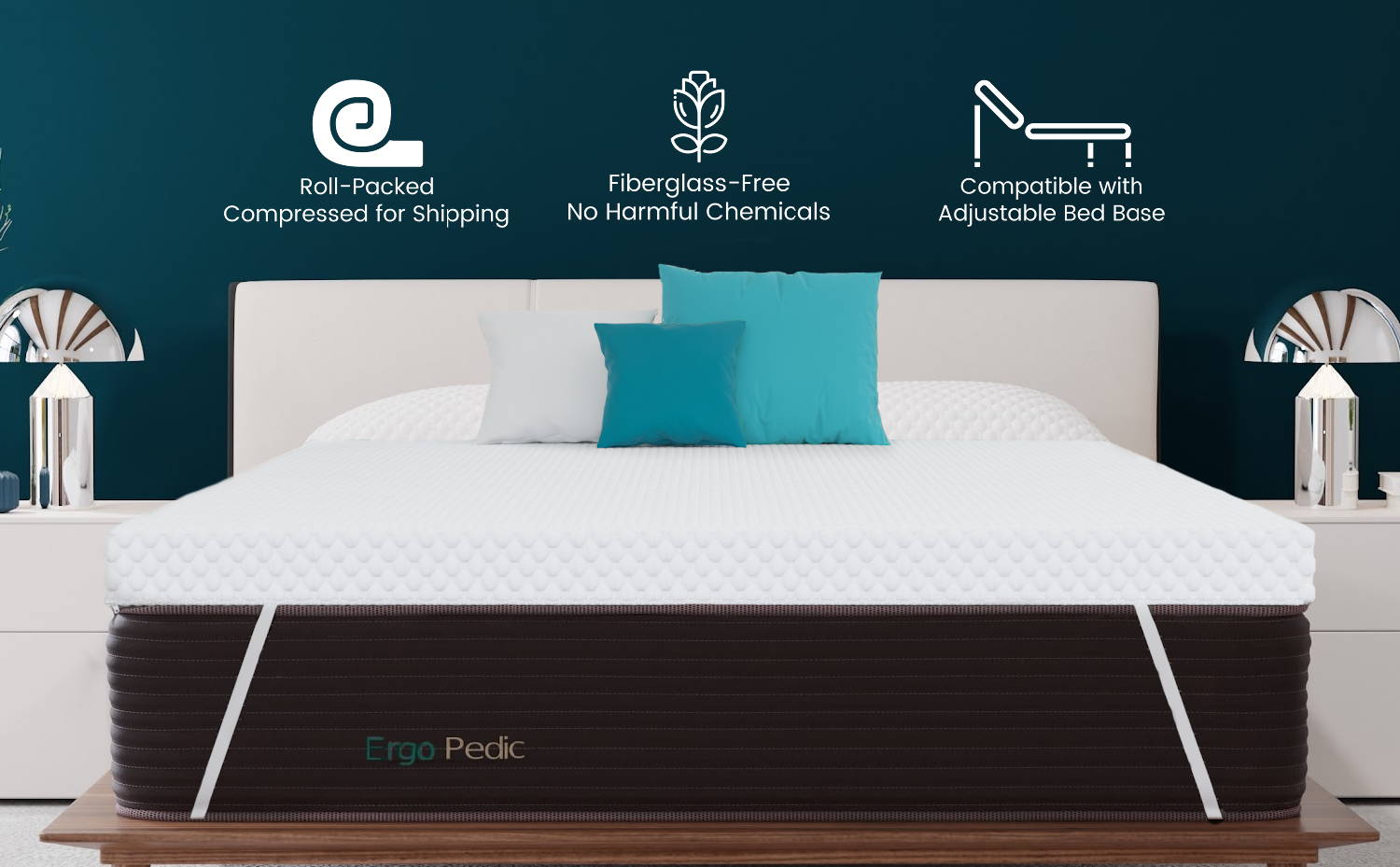 ZenCloud Oasis by Ergo-Pedic is roll-packed and compressed for shipping, fiberglass-free with no harmful chemicals, and are compatible with adjustable bases.
