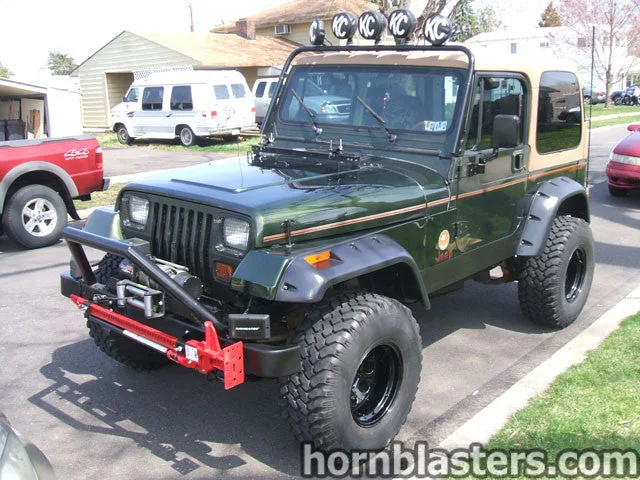 Side profile Gavan's 1995 Jeep Wrangler YJ off-road tires aftermarket bumper Jeep SUV Nathan K3 544K gallery photo 2