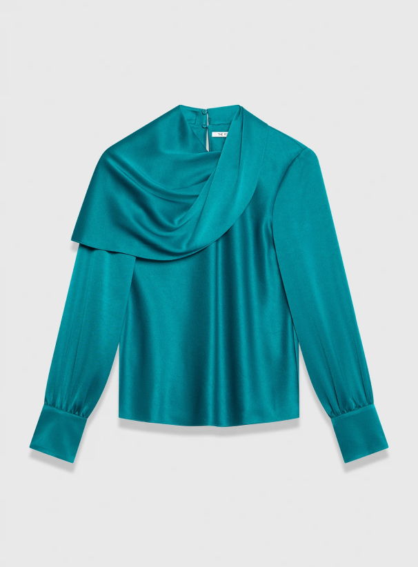 Ocana Satin Long Sleeve Blouse Kingfisher Blue