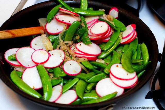 Sautéed Radishes with Sugar Snap Peas