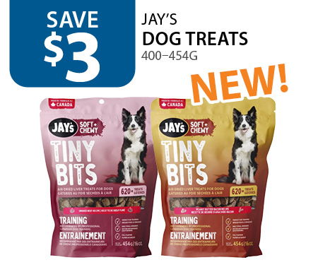 $3 off Jay's Dog Treats 400–454g