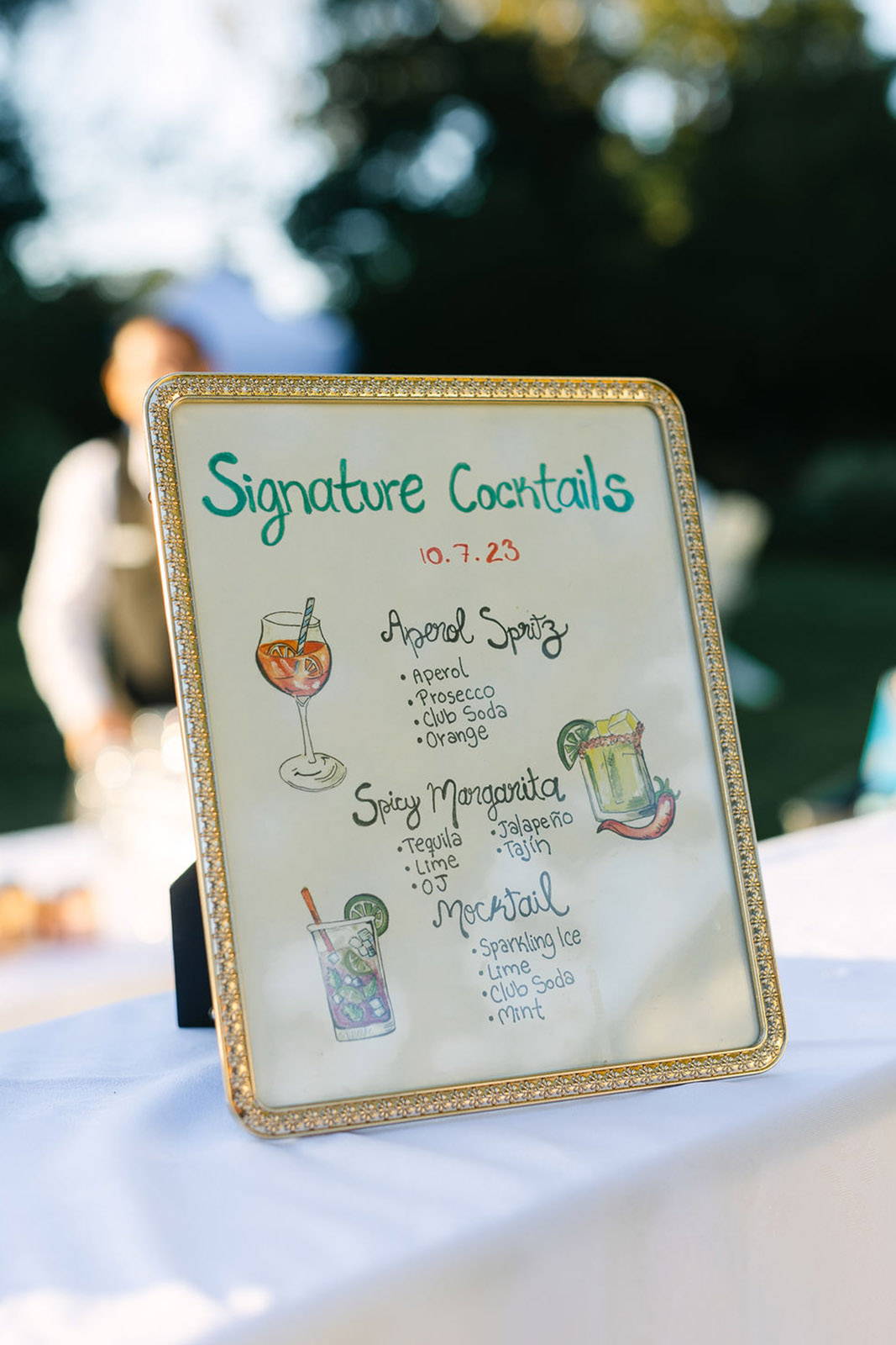 Signature cocktail menu