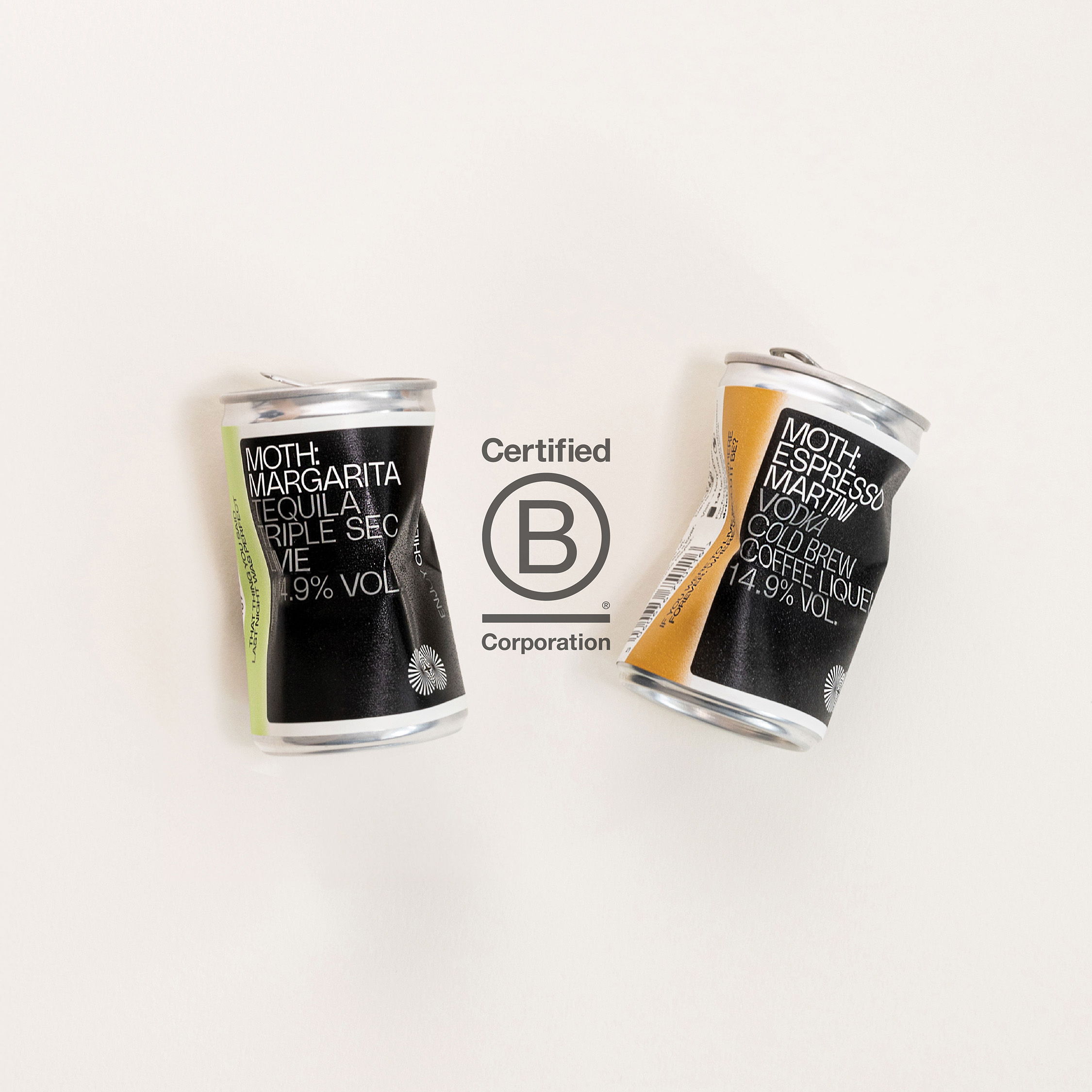 Two crumpled cans with a 