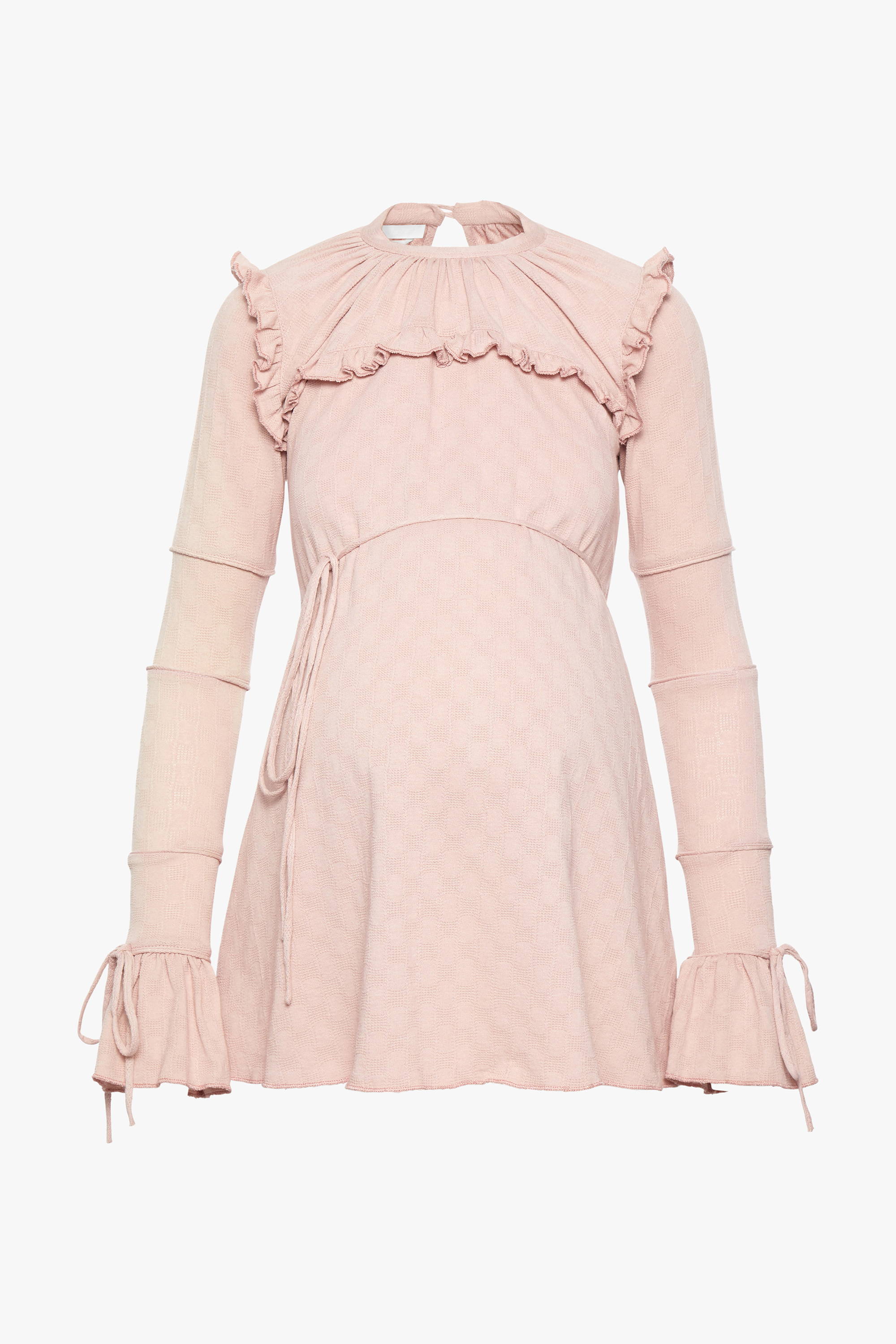 The maternity friendly Wonderland dress in rose checkboard knit