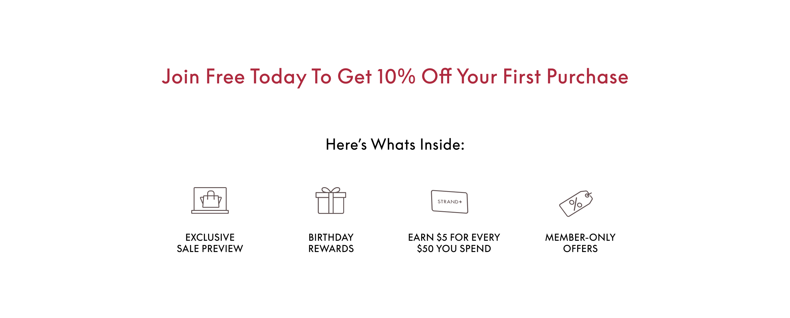 Promotional offer for joining and discounts on first purchase.