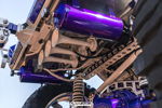 Undercarriage purple air tanks white train horn bells suspension frame Chad's 2017 Jeep Wrangler Conductor's Special 244K Spare Tire Delete HornBlasters customer install gallery photo 2