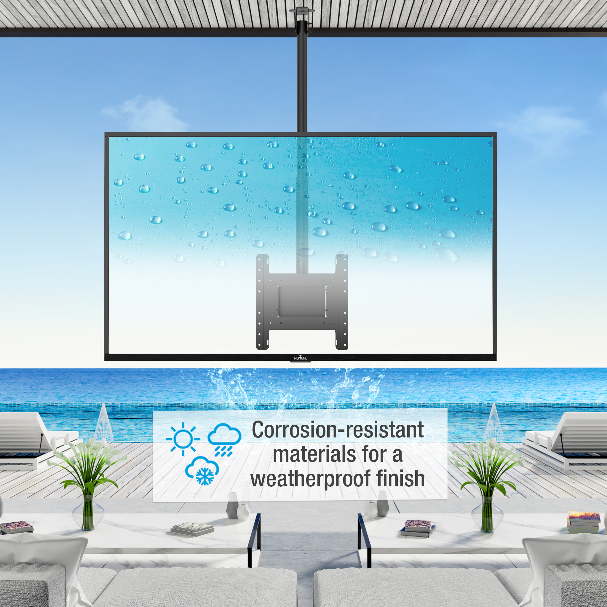 Corrosion-resistant materials for a weatherproof finish near a beach.