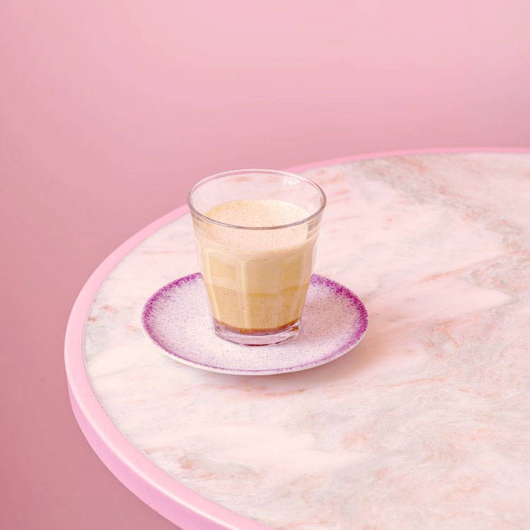 Caffe Cortado in pink background