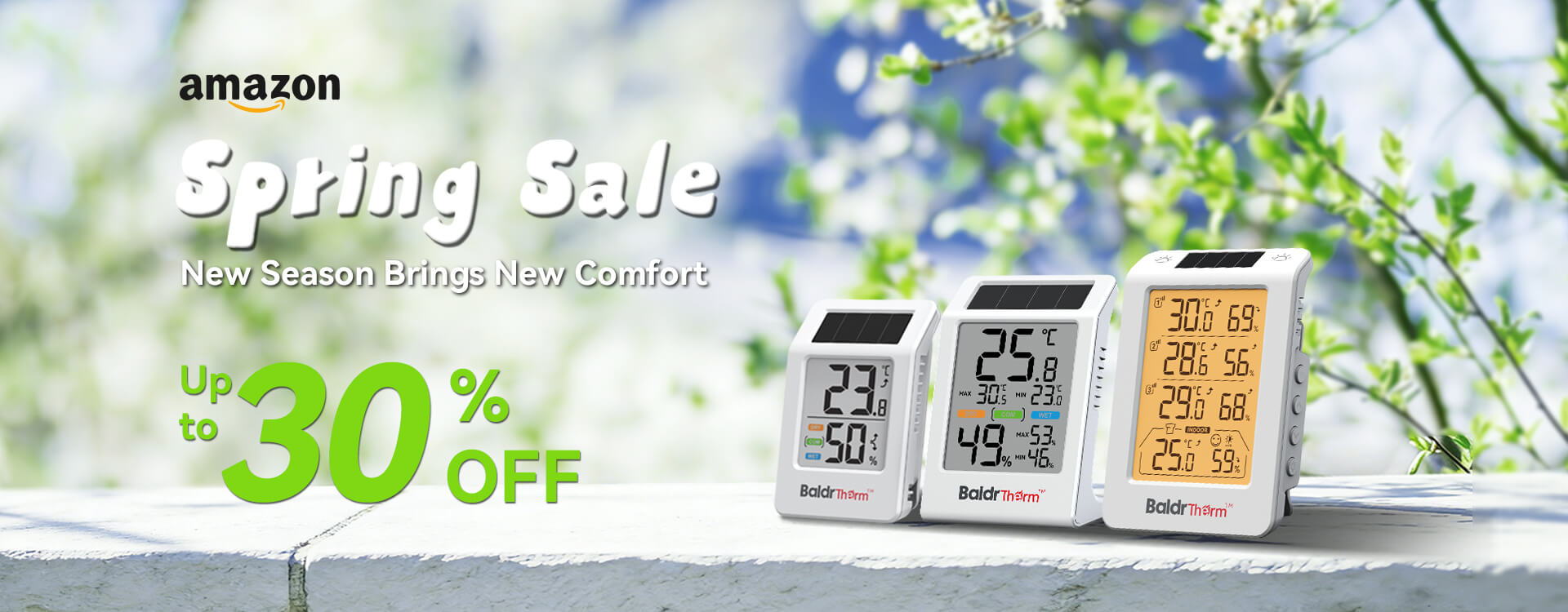 Spring Sale banner with three products and 