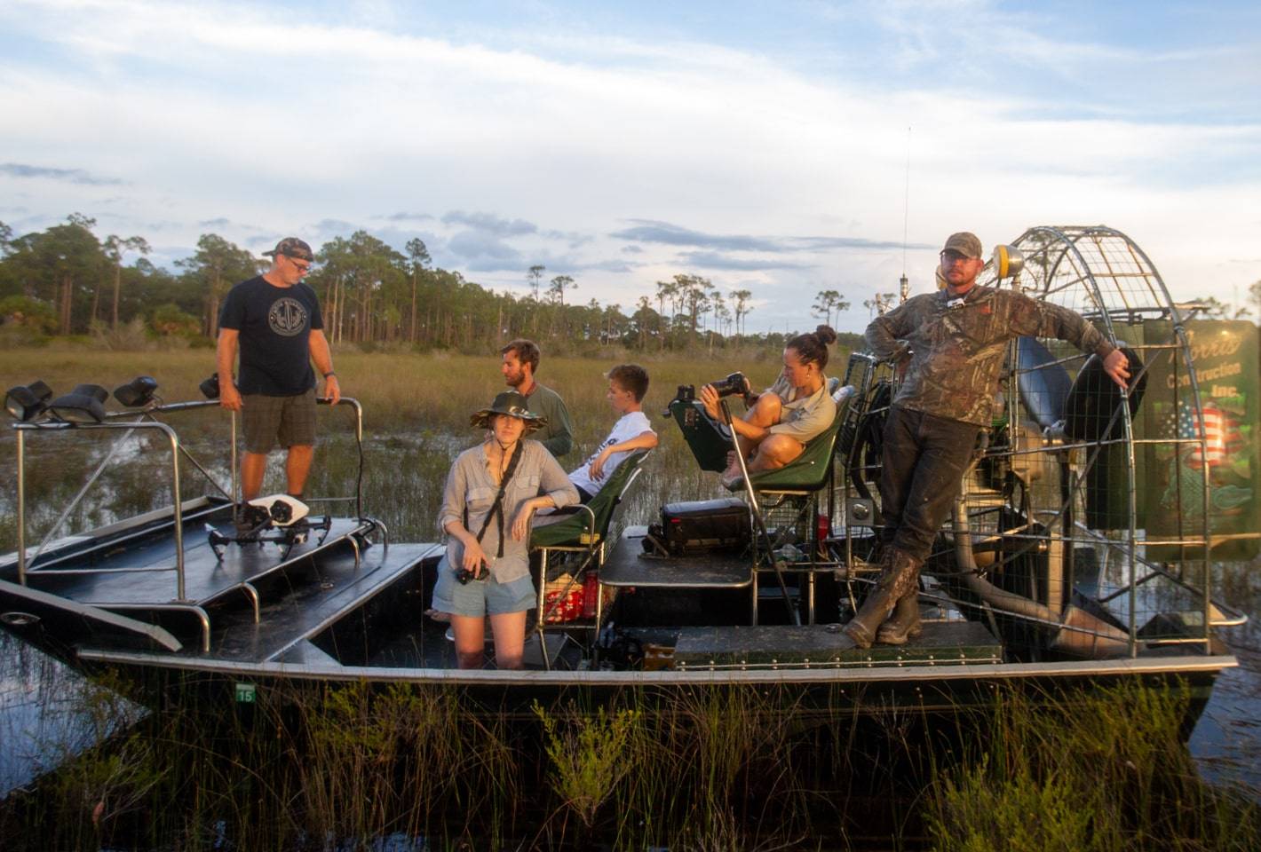 Airboat in swamp