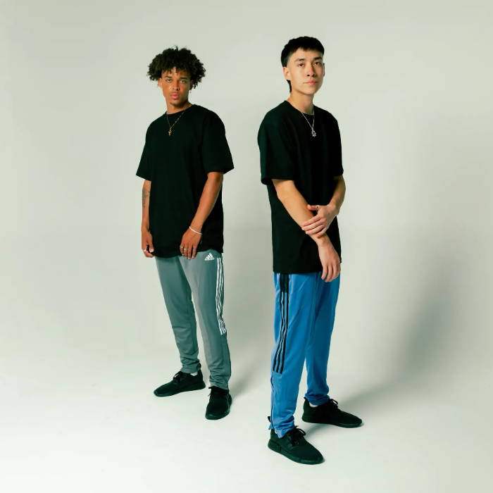 two male models wearing all adidas gear