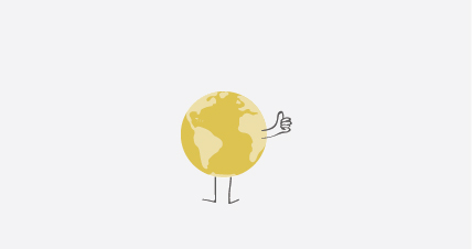 earth with thumbs up sign