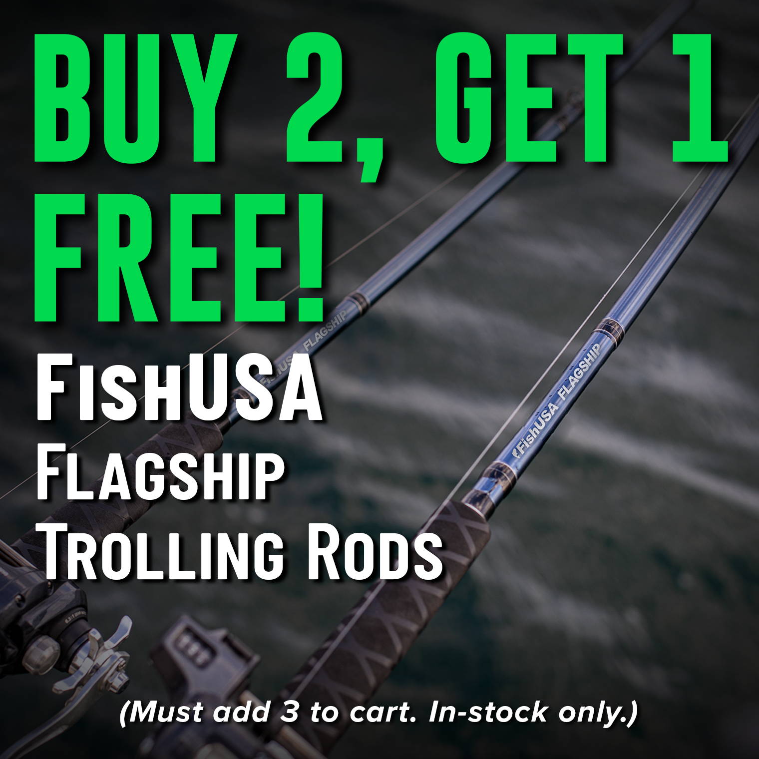 Buy 2, Get 1 Free! FishUSA Flagship Trolling Rods (Must add 3 to cart. In-stock only.)